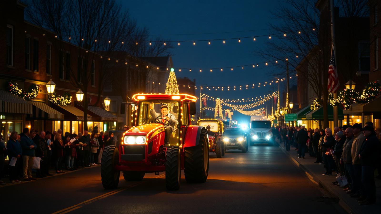 Lemoore's lighted Christmas parade moving down a packed main street